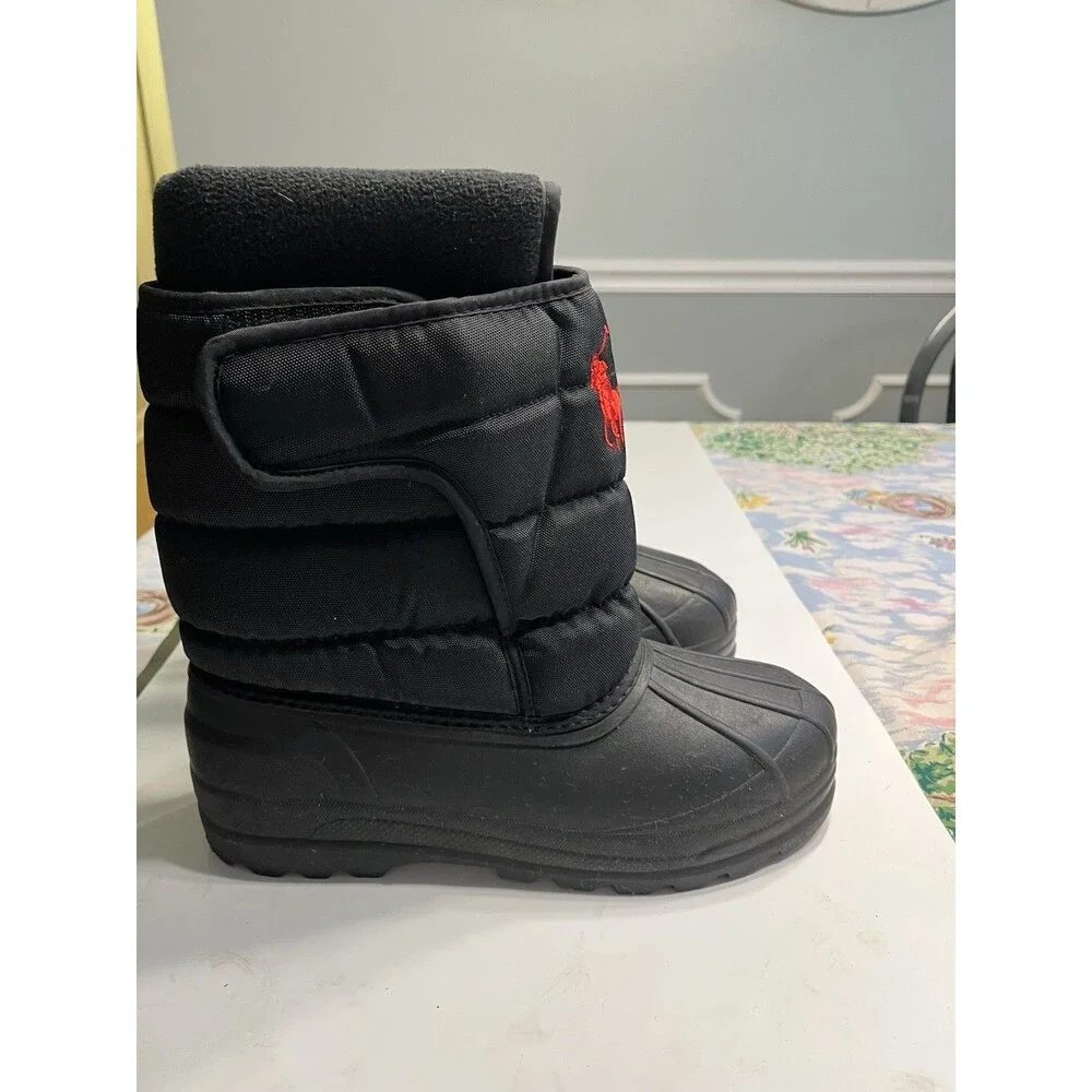 Ralph Lauren Polo Large Red Pony Logo Black Insulated Boots Men’s US Sz 7 EUR 40